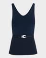julia scoop-neck knit tank top with turnlock belt