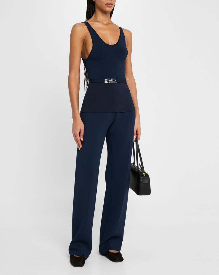 julia scoop-neck knit tank top with turnlock belt