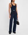 julia scoop-neck knit tank top with turnlock belt