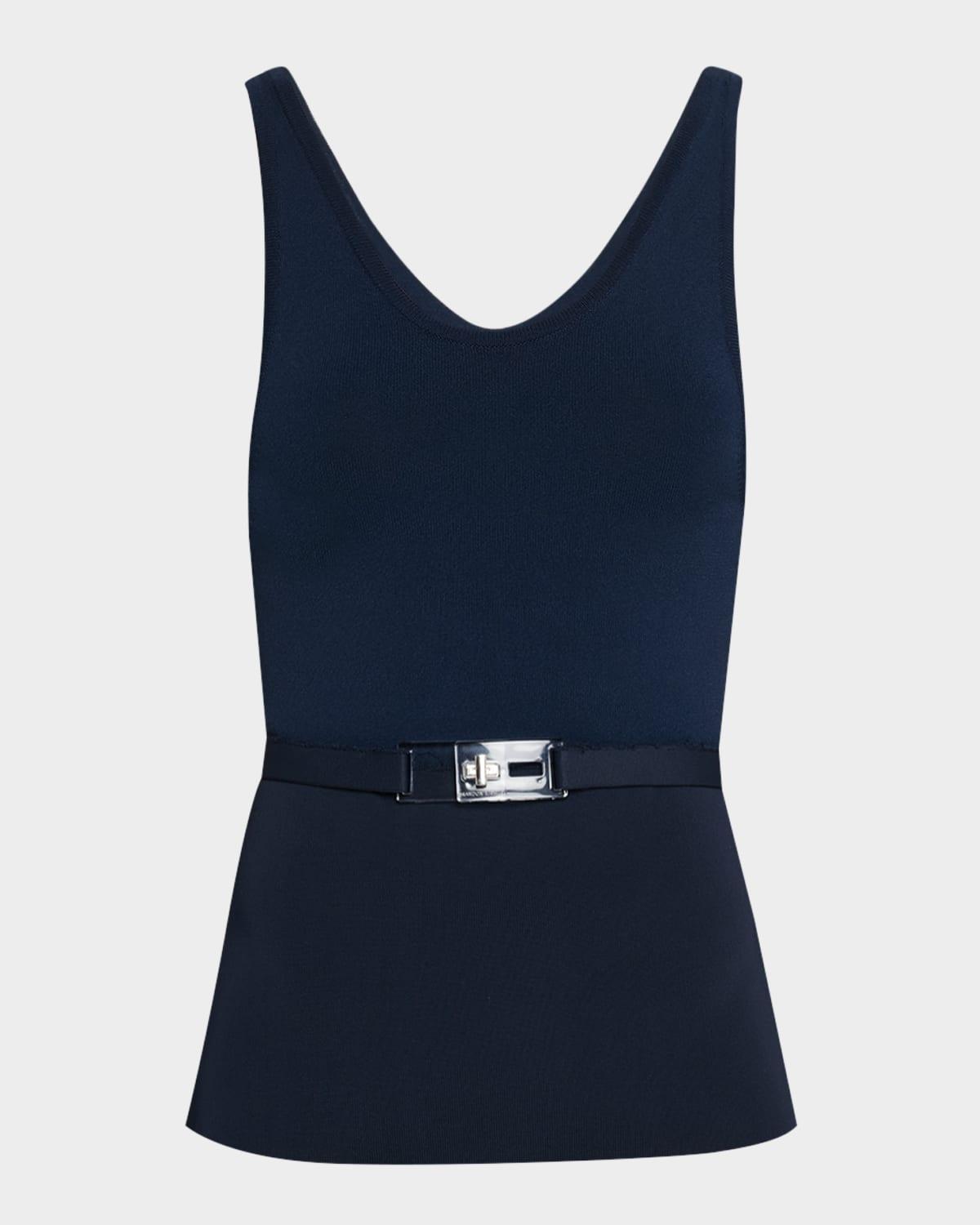 julia scoop-neck knit tank top with turnlock belt