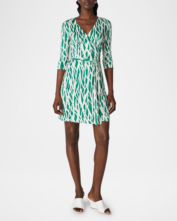 julian abstract-print jersey mini wrap dress