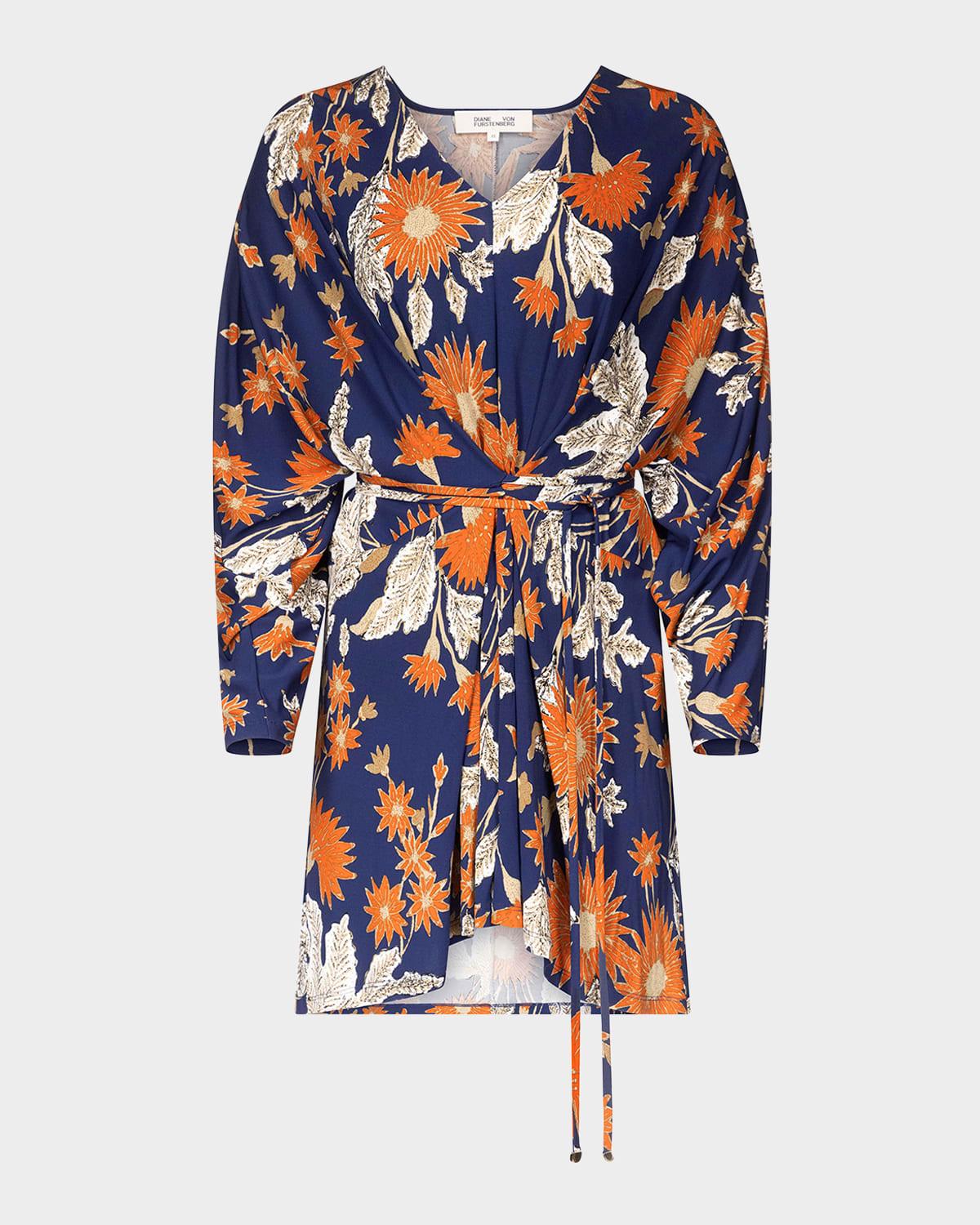 julie floral-print viscose mini dress