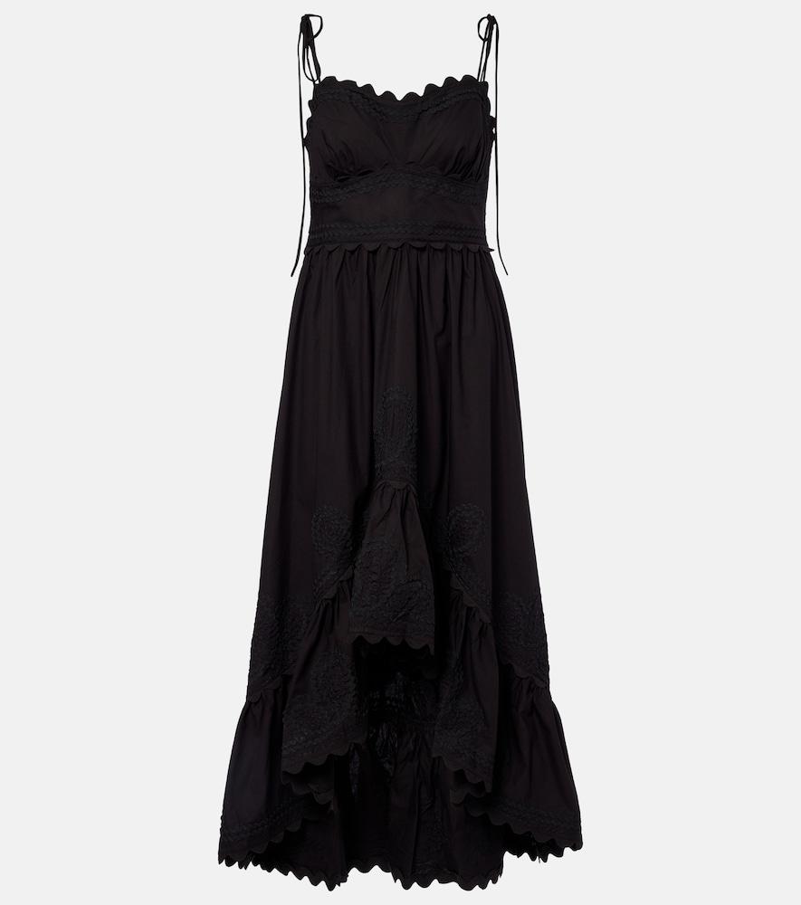 juliet dunn asymmetric embroidered cotton midi dress
