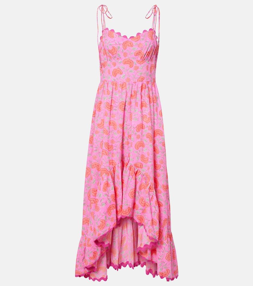 juliet dunn asymmetric floral cotton midi dress