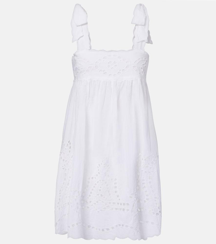 juliet dunn broderie anglaise scalloped cotton minidress