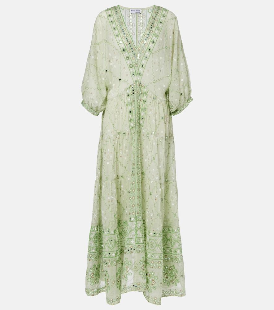 juliet dunn embellished cotton maxi dress