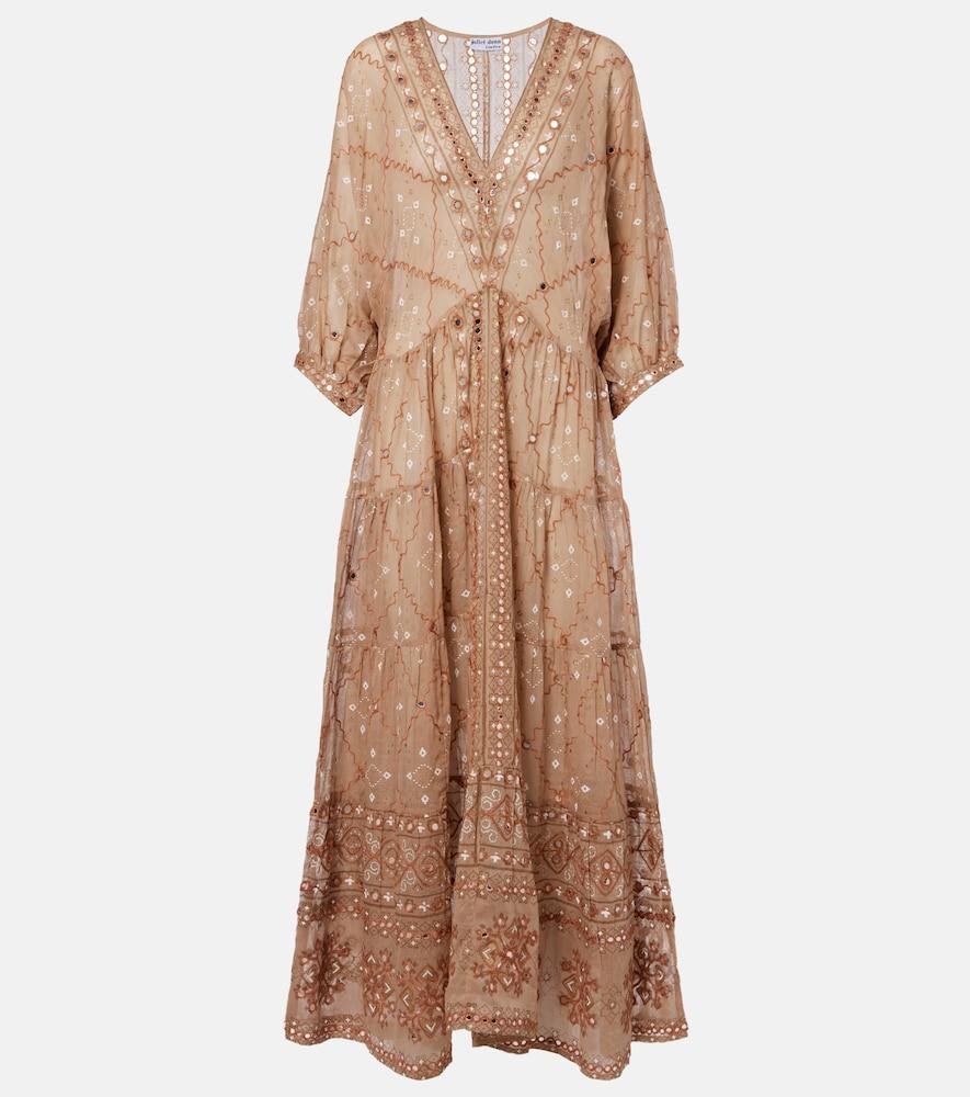 juliet dunn embellished cotton maxi dress