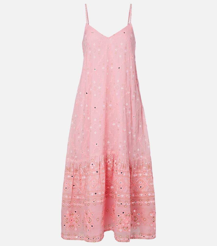 juliet dunn embellished cotton midi dress