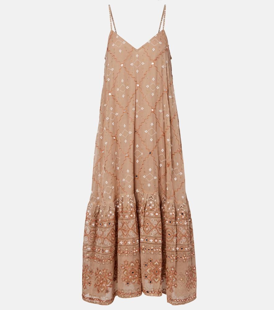 juliet dunn embellished cotton midi dress