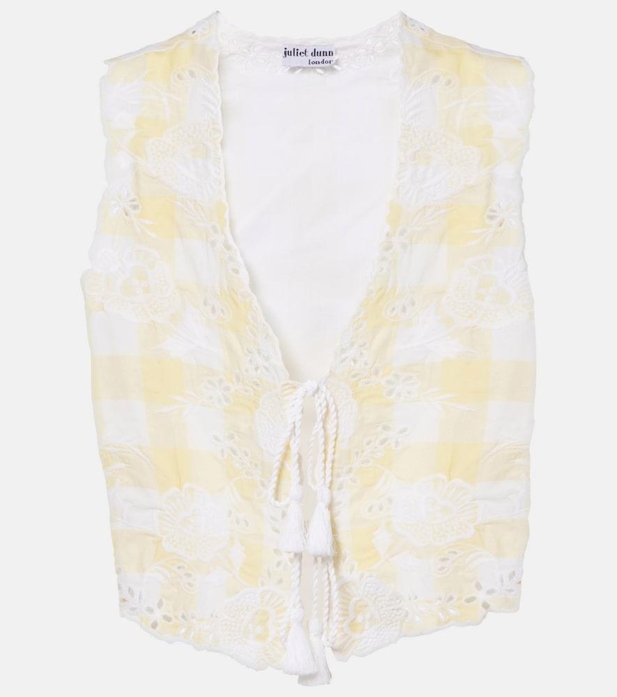 juliet dunn embroidered checked cotton vest