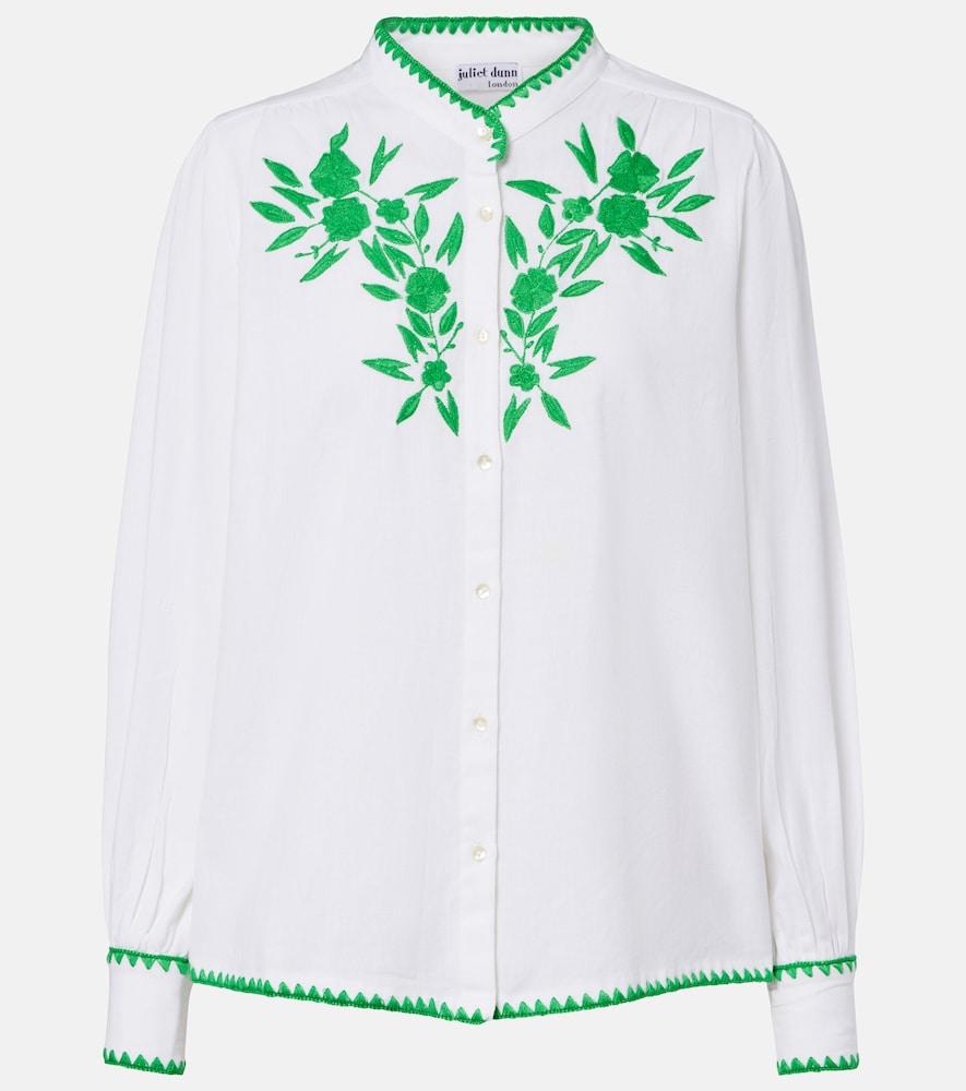 juliet dunn embroidered cotton and linen shirt