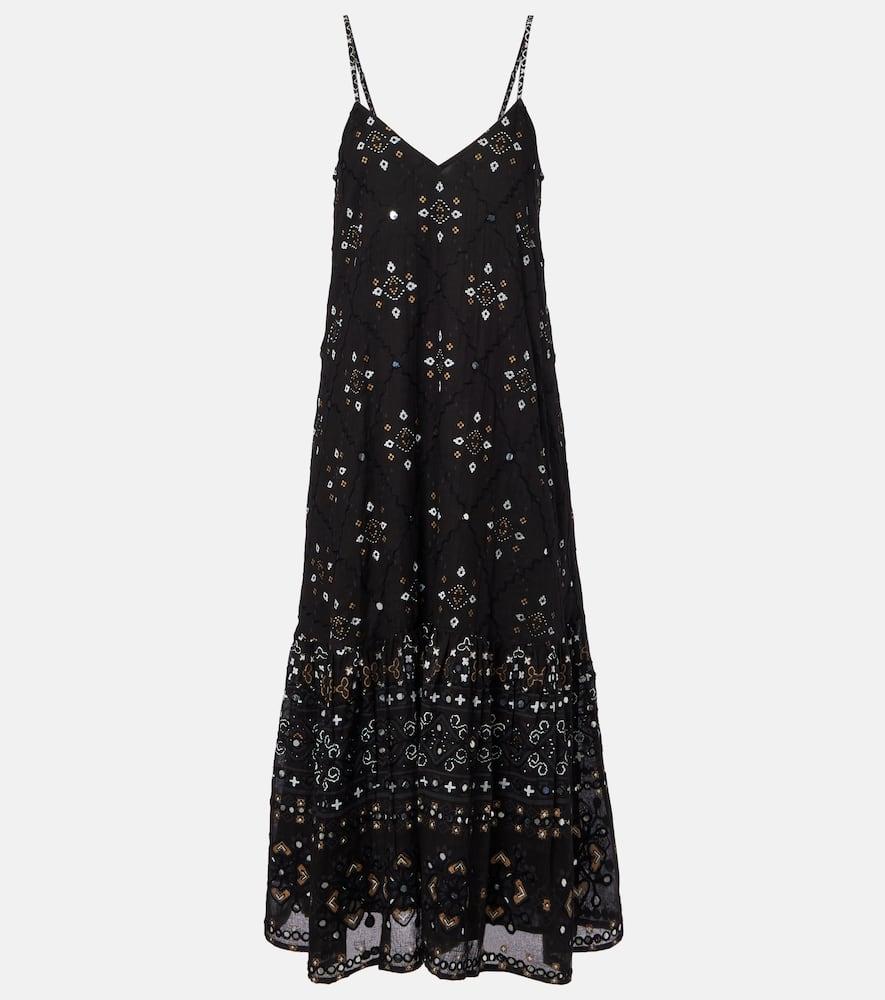 juliet dunn embroidered cotton midi dress
