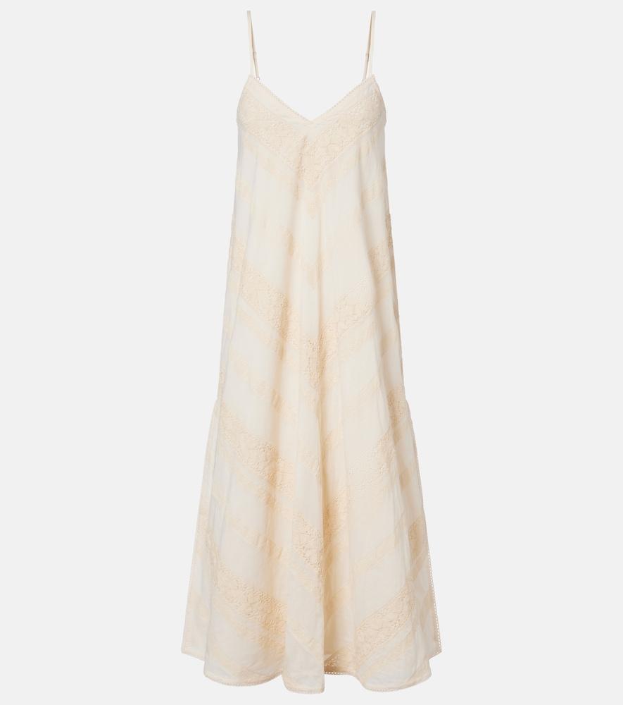 juliet dunn embroidered cotton midi dress