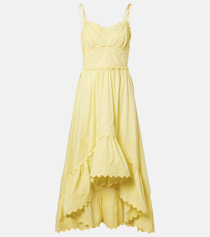 juliet dunn embroidered cotton midi dress