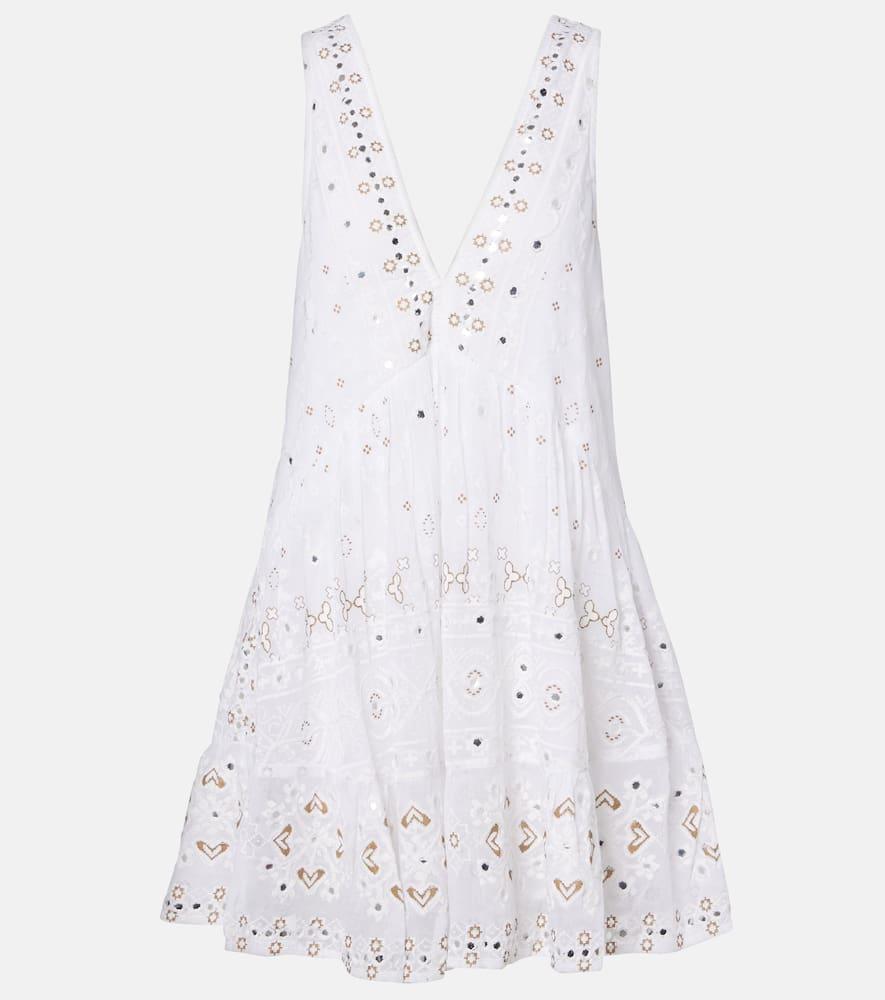 juliet dunn embroidered cotton minidress