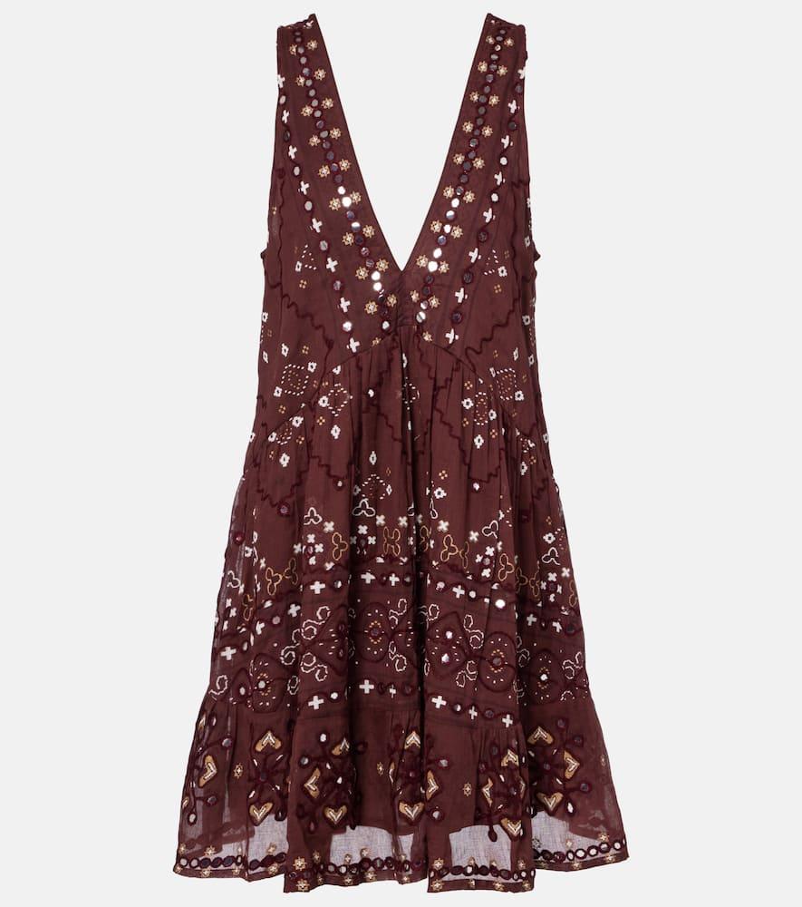juliet dunn embroidered cotton minidress