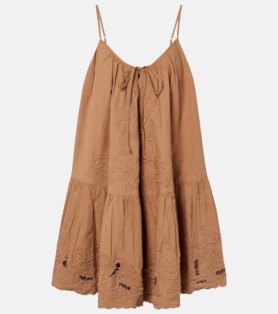 juliet dunn embroidered cotton minidress