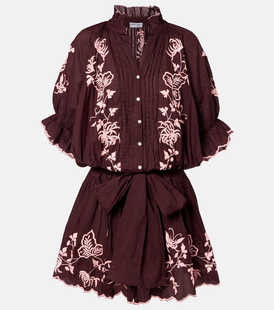 juliet dunn embroidered cotton minidress