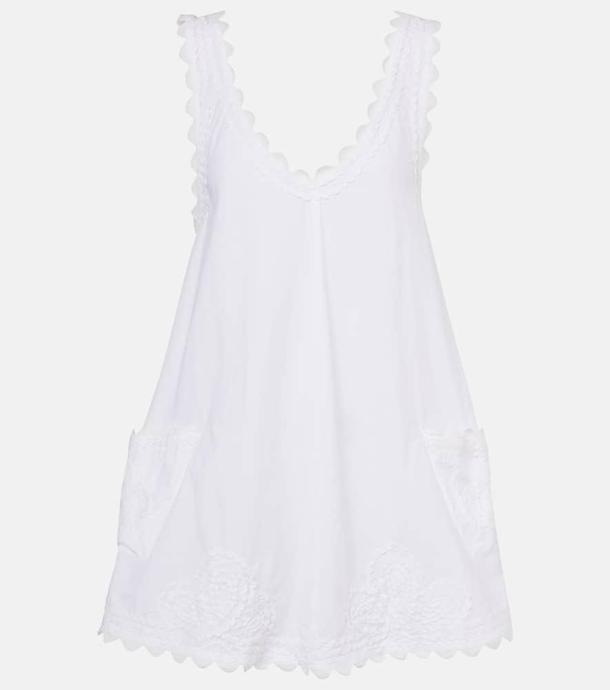 juliet dunn embroidered cotton poplin minidress
