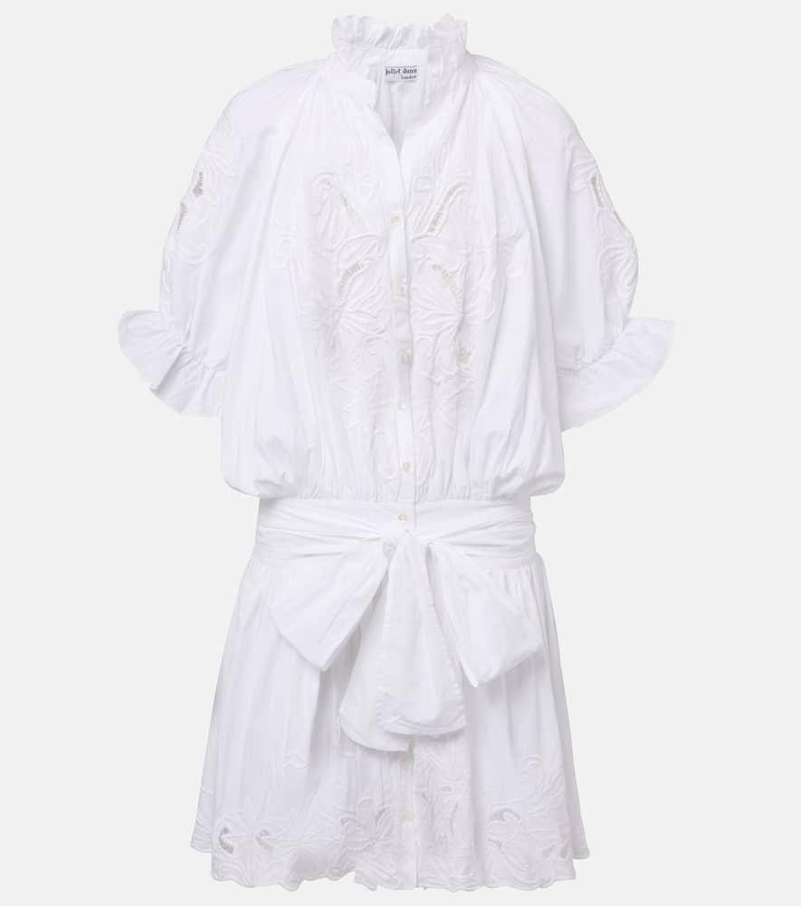 juliet dunn embroidered cotton poplin minidress