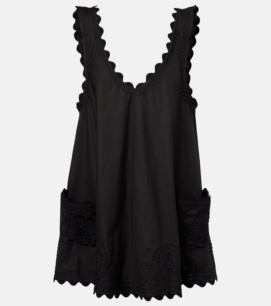 juliet dunn embroidered cotton poplin minidress