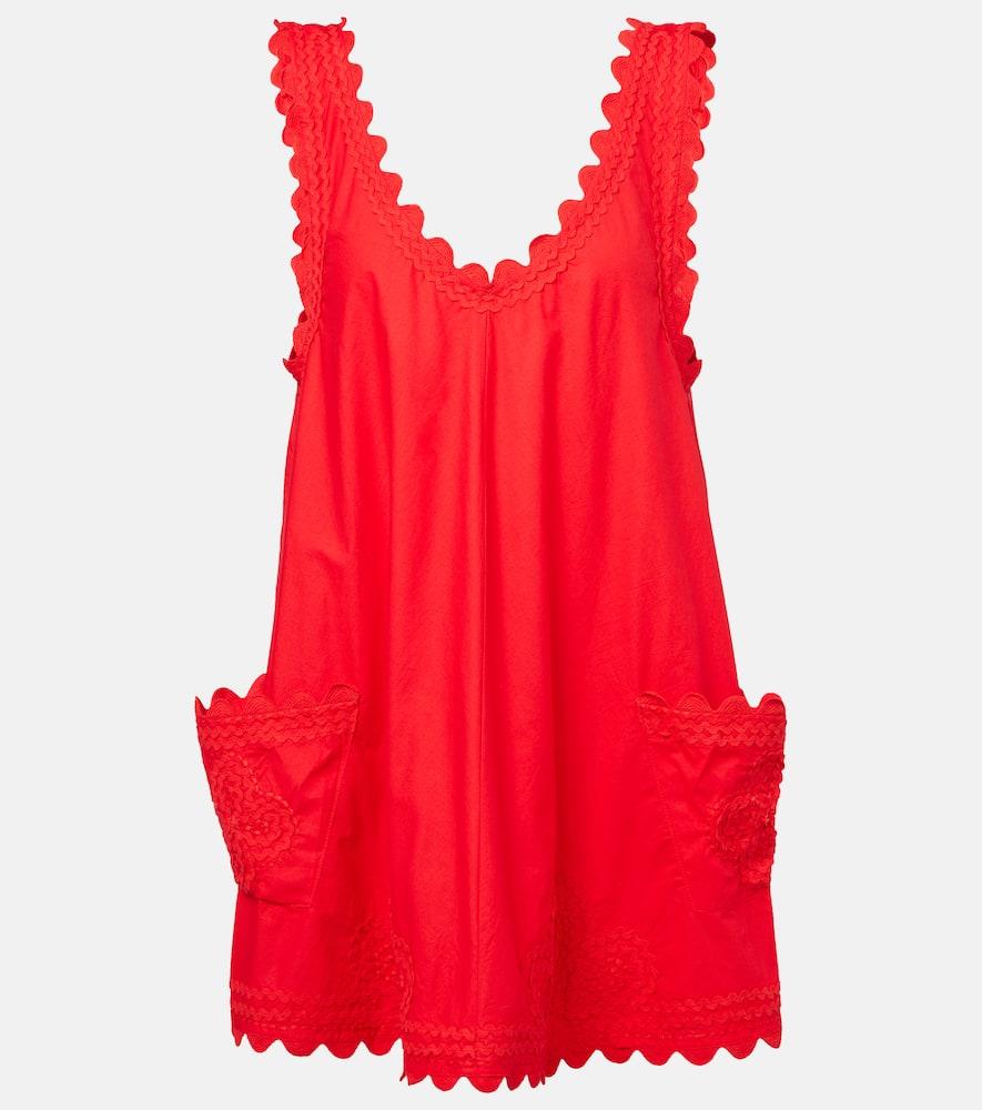 juliet dunn embroidered cotton poplin minidress