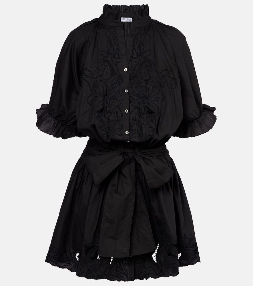 juliet dunn embroidered cotton poplin minidress