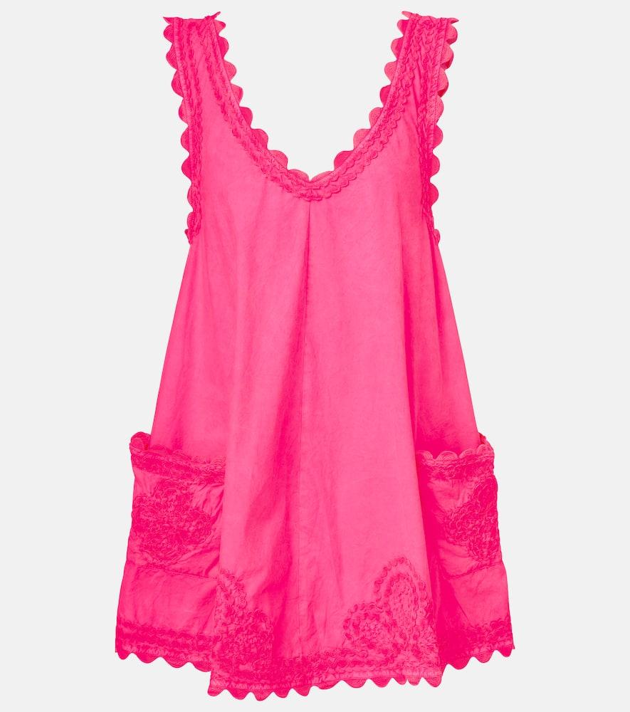 juliet dunn embroidered cotton poplin minidress