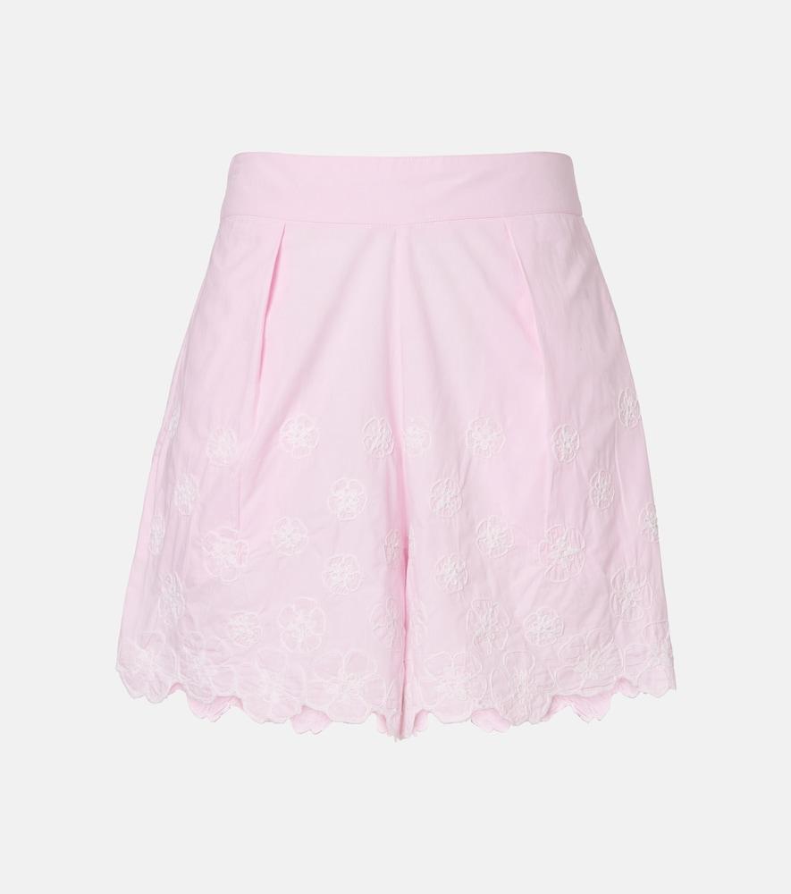 juliet dunn embroidered cotton poplin shorts