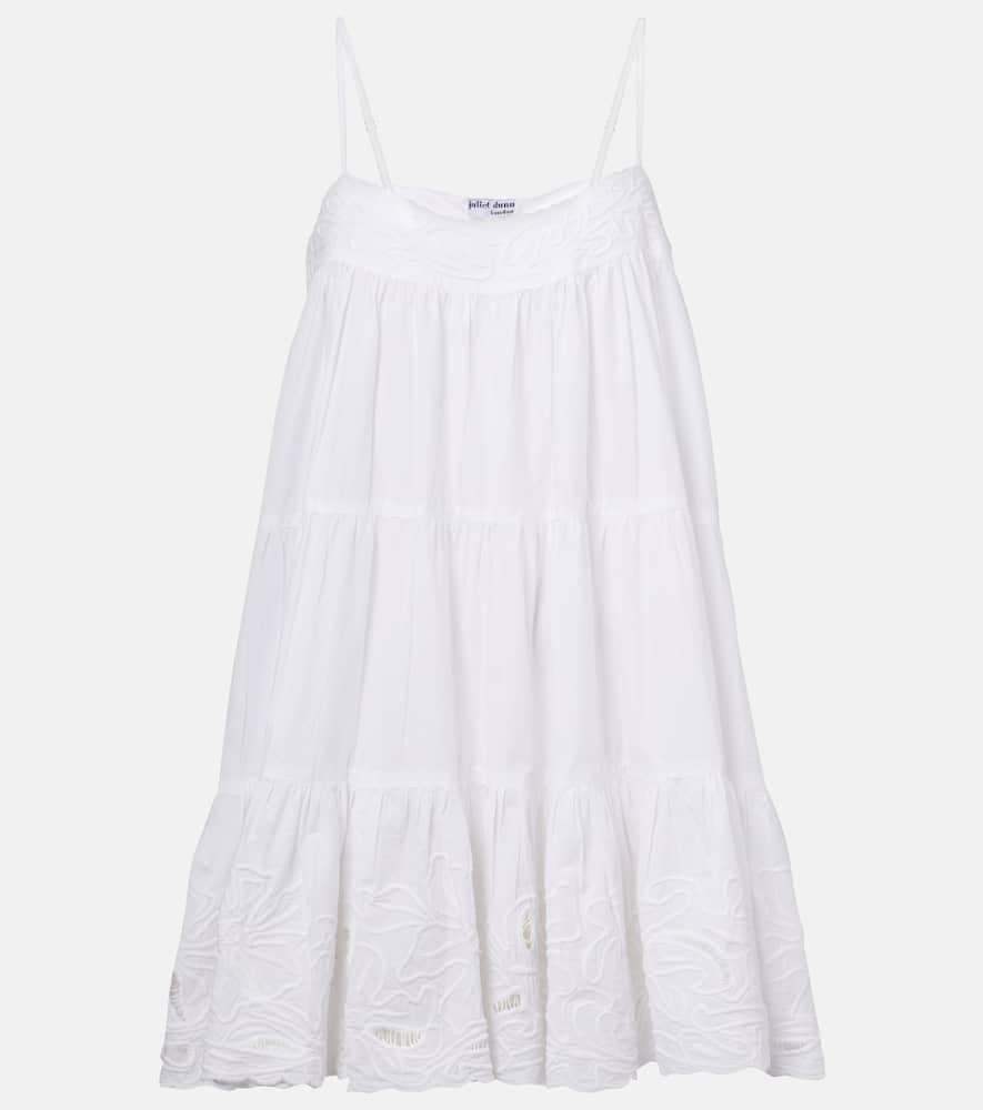 juliet dunn embroidered cotton poplin slip dress