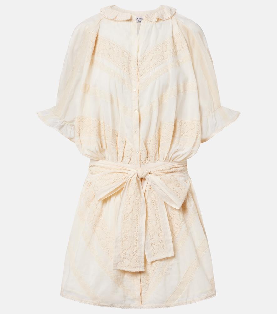 juliet dunn embroidered cotton shirt dress