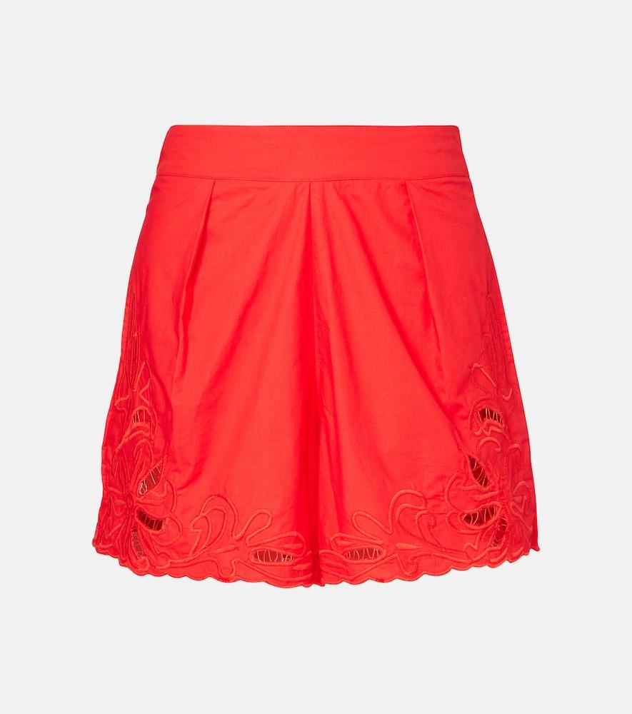 juliet dunn embroidered cotton shorts