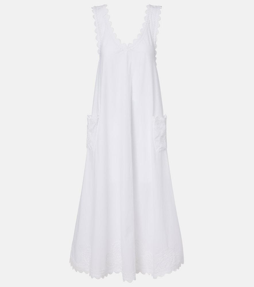 juliet dunn embroidered scalloped cotton poplin midi dress