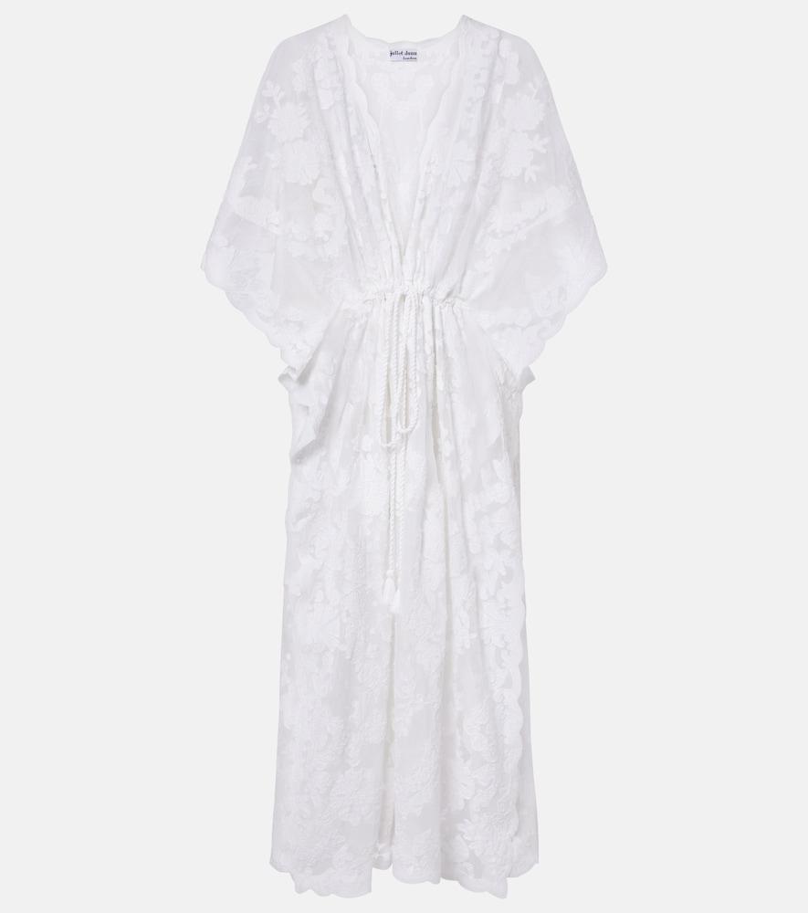 juliet dunn embroidered sheer cotton kaftan
