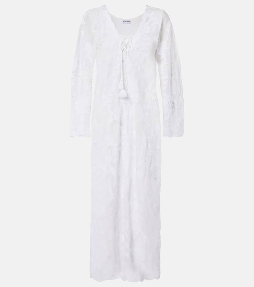juliet dunn embroidered sheer cotton kaftan