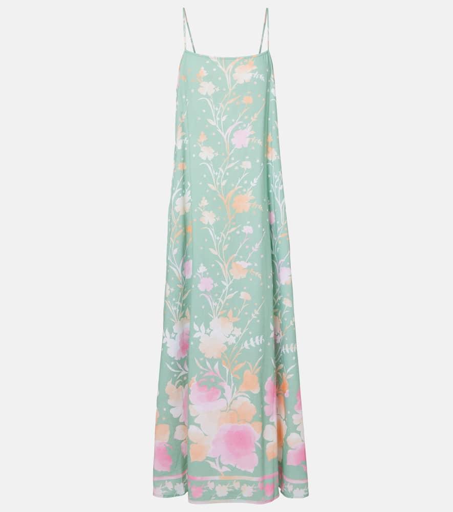 juliet dunn floral cotton and linen maxi dress