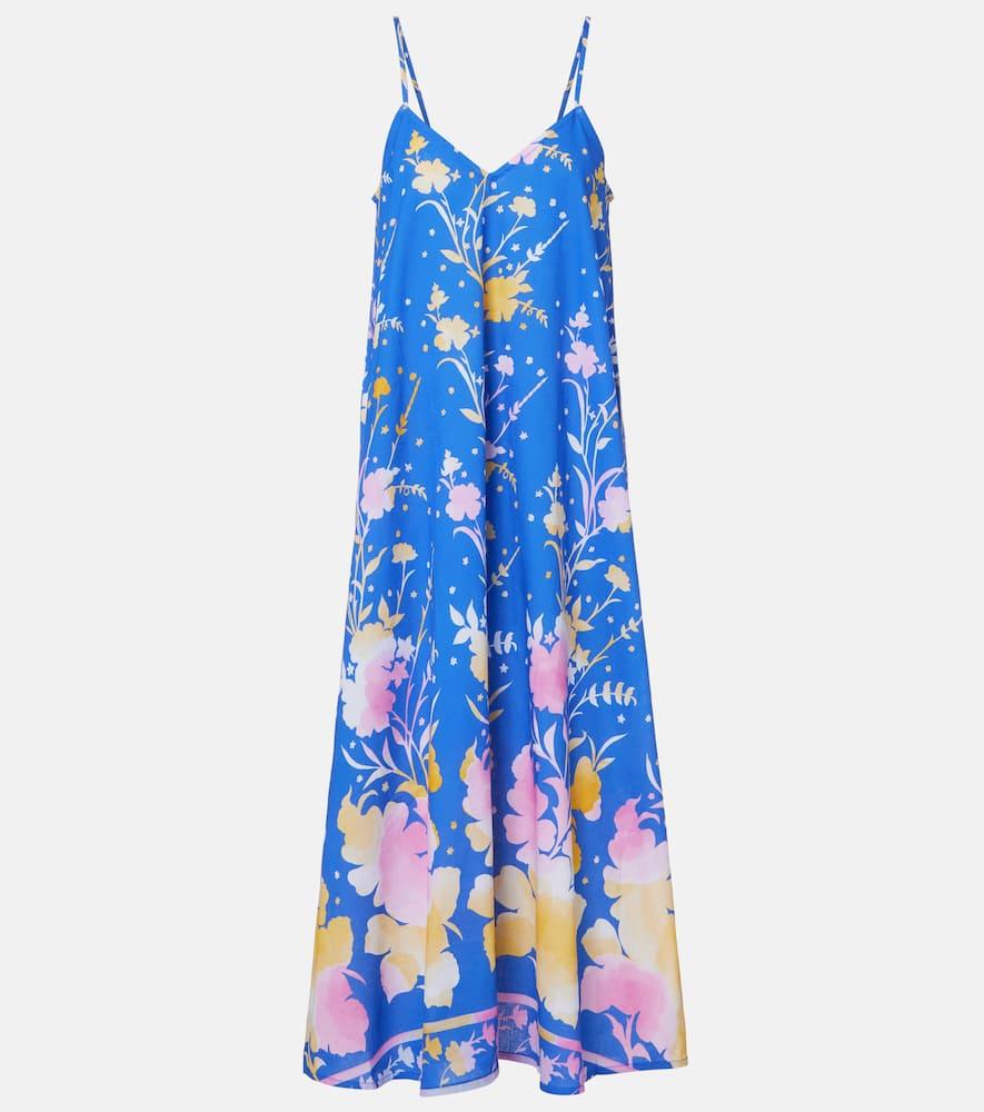 juliet dunn floral cotton and linen midi dress
