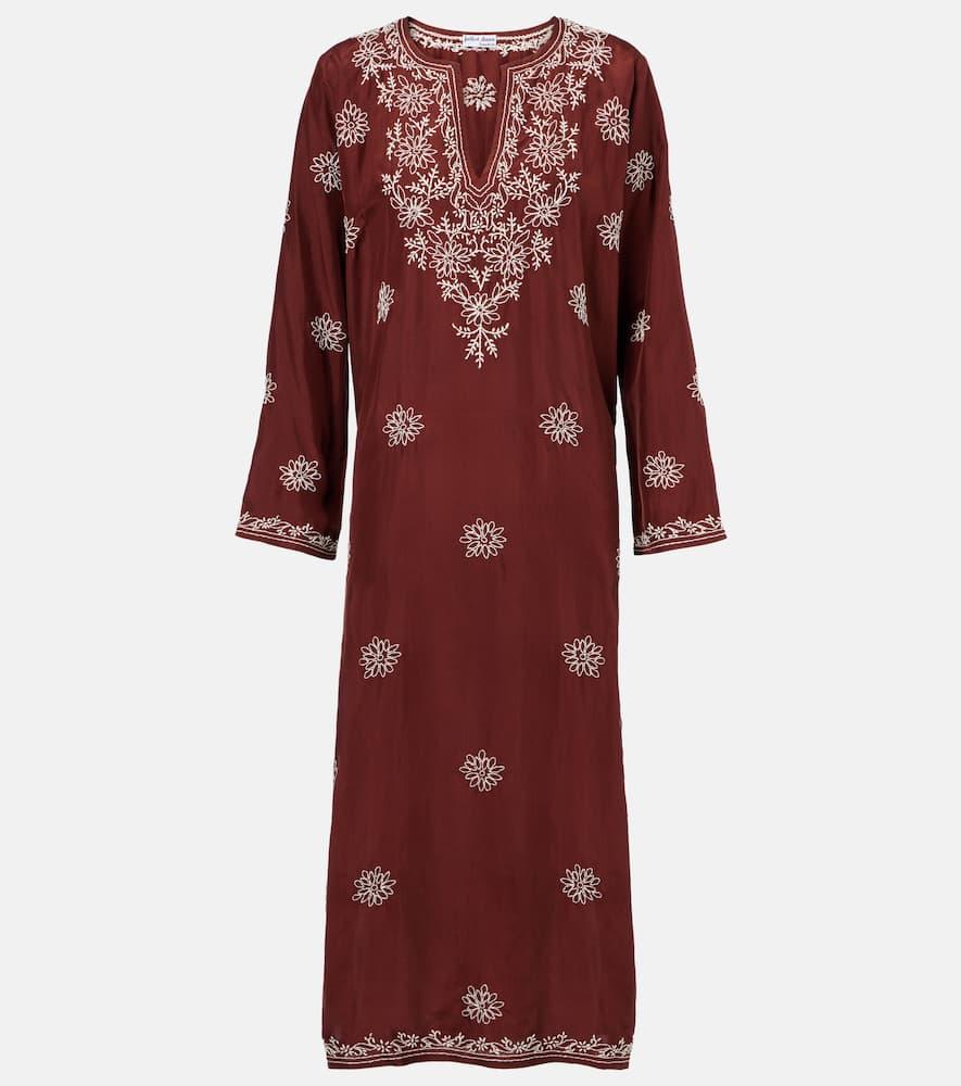 juliet dunn floral embroidered silk tunic