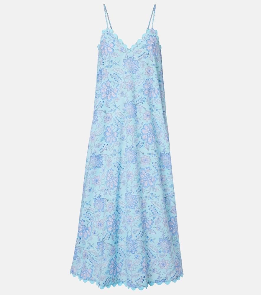 juliet dunn floral scalloped cotton midi dress