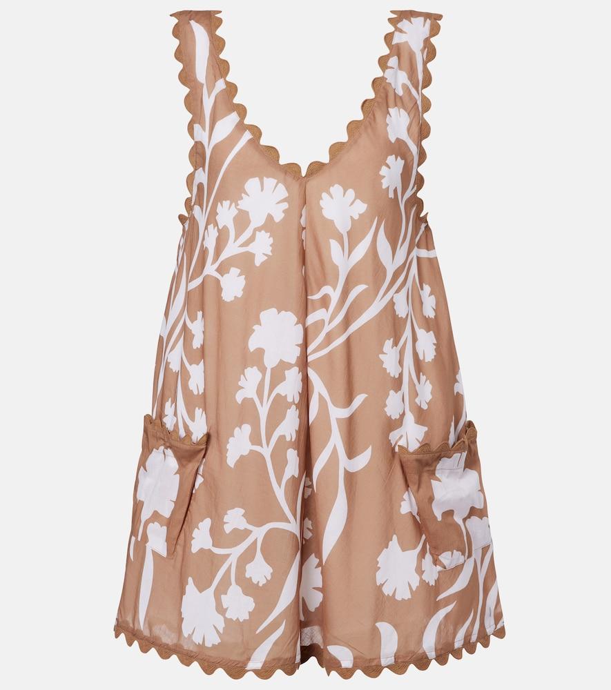 juliet dunn floral scalloped cotton minidress