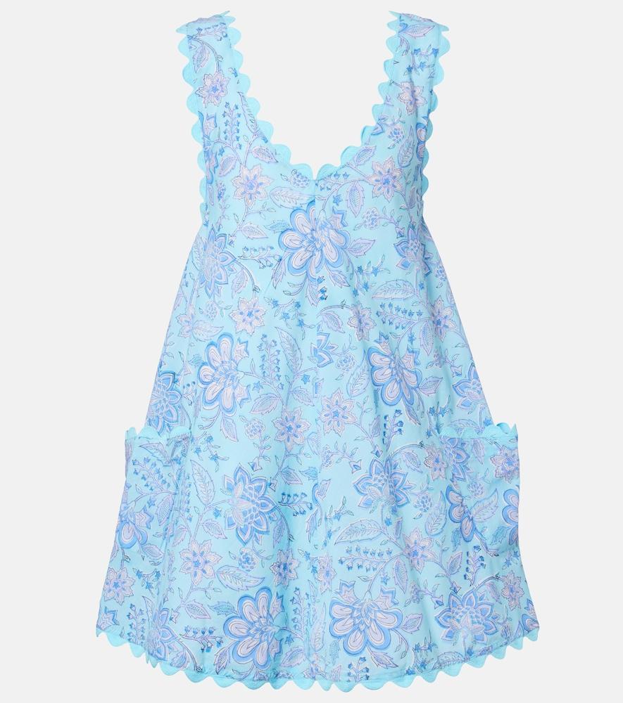 juliet dunn floral scalloped cotton minidress