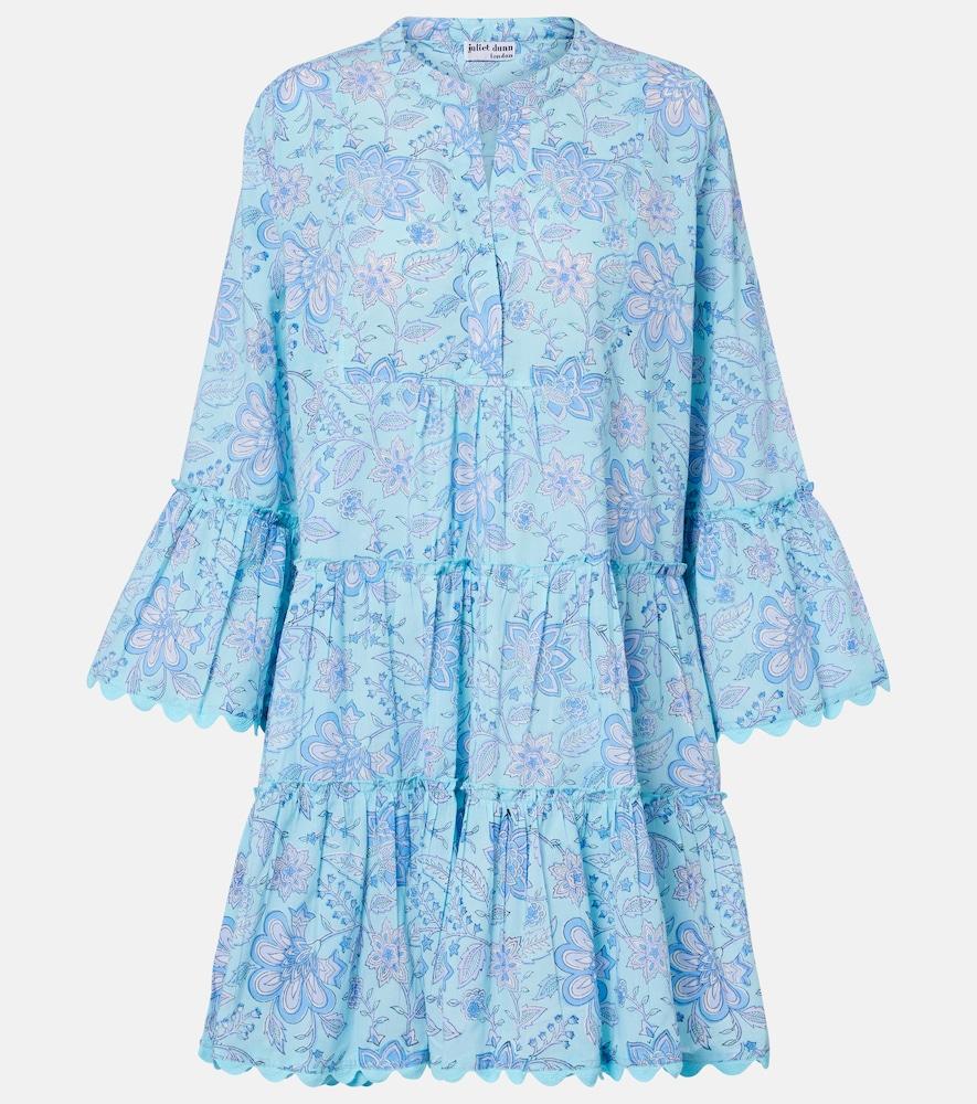juliet dunn floral scalloped cotton minidress