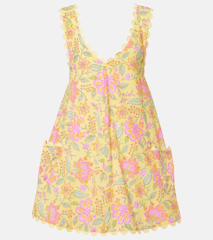 juliet dunn floral scalloped cotton minidress