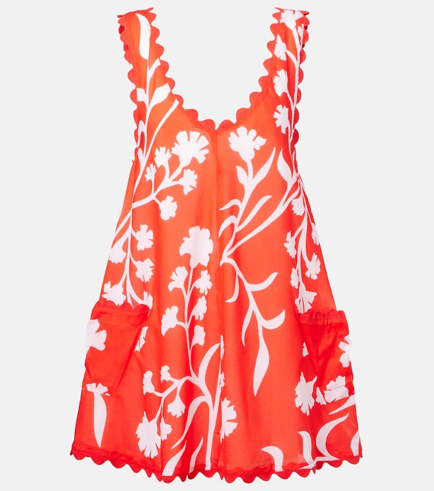 juliet dunn printed scalloped cotton minidress