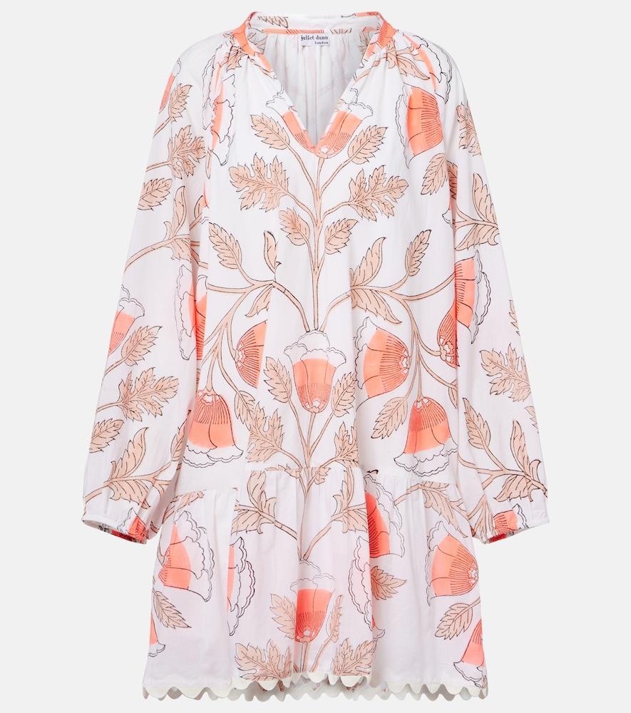 juliet dunn printed scalloped cotton minidress