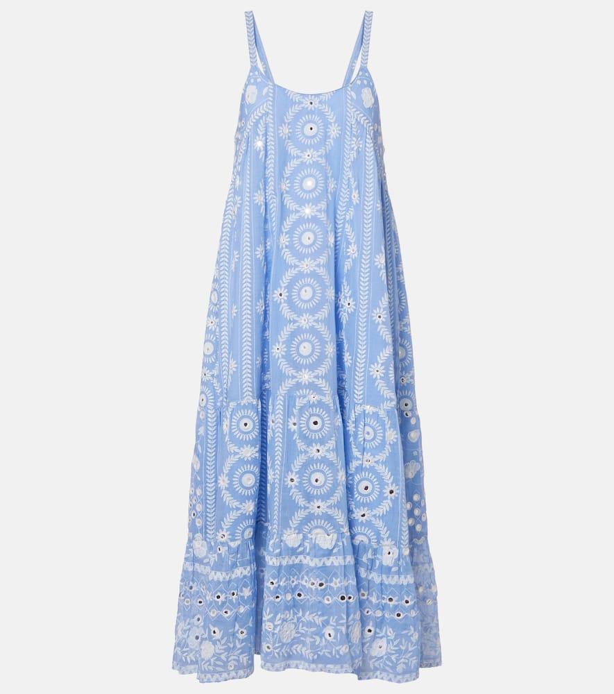 juliet dunn printed sequined cotton midi dress