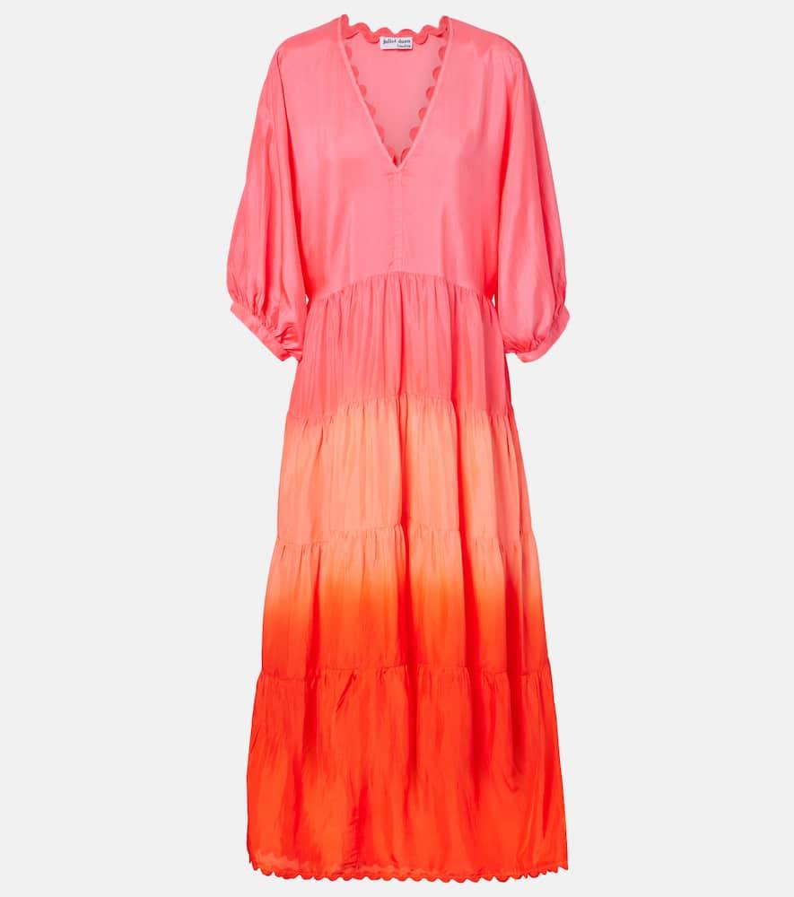juliet dunn scalloped tiered silk maxi dress