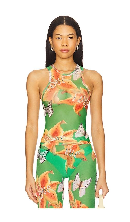 juliet johnstone mesh tank top in green.