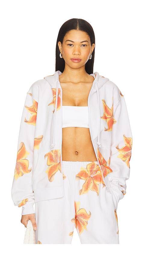 juliet johnstone zip-up hoodie in white.