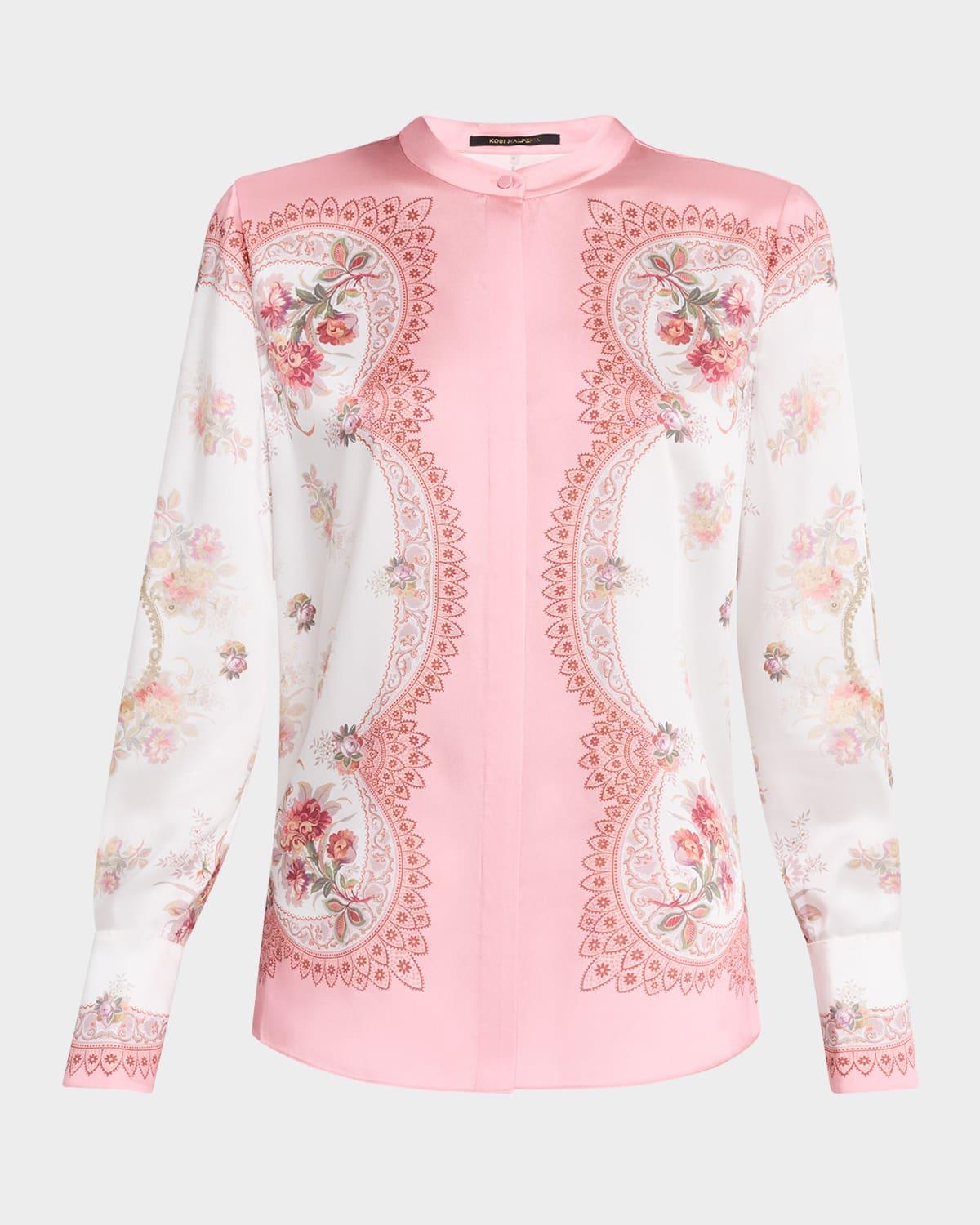 juliette colorblock floral-print blouse